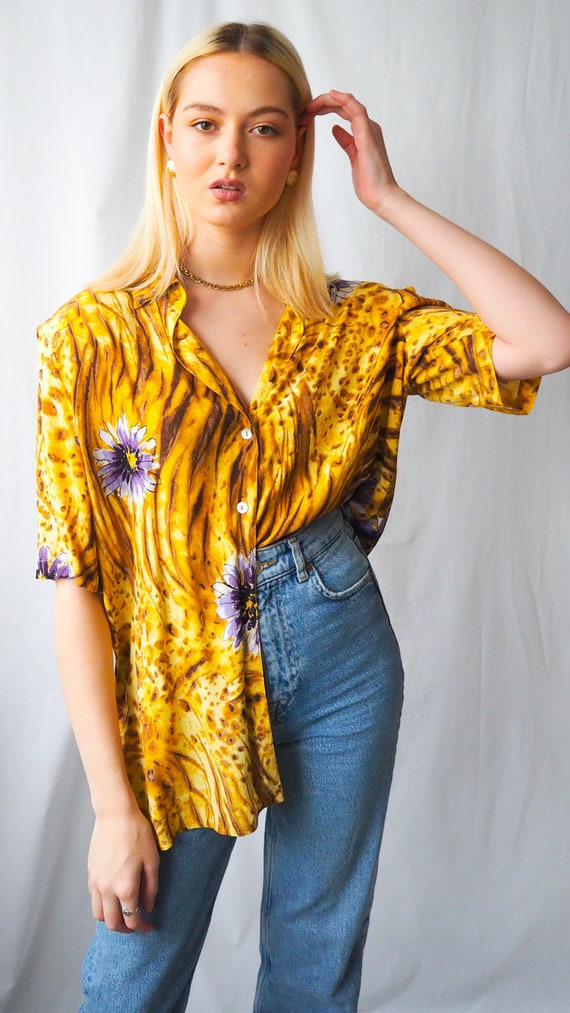 yellow leopard print blouse