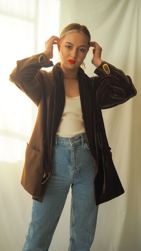 Vintage chocolate brown velvet blazer