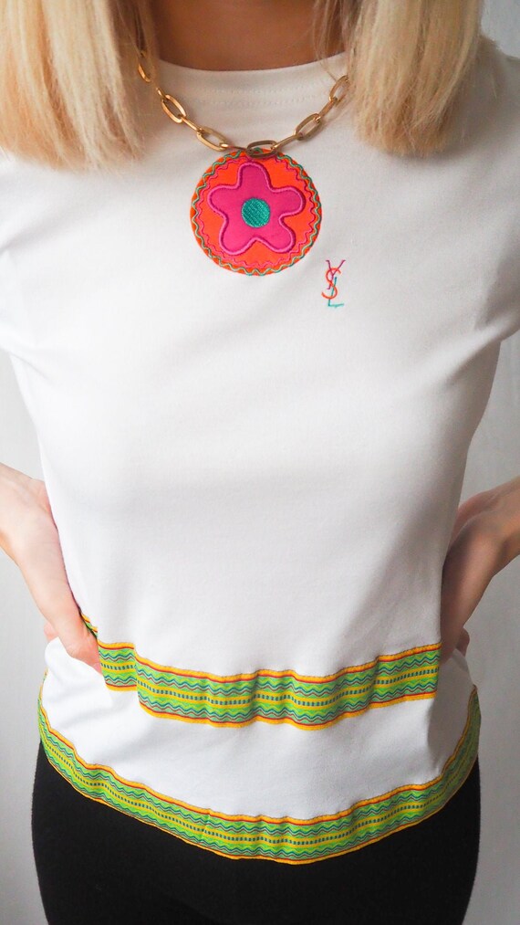 Vintage YSL white crop top