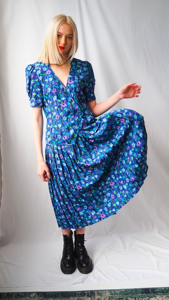 Vintage 1980's blue floral Co-ord