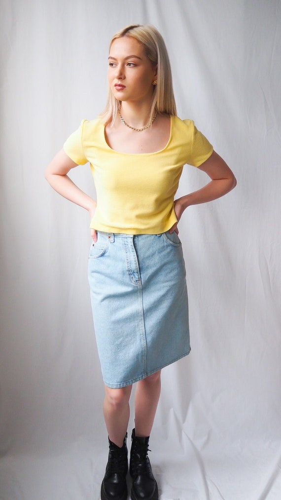 Vintage Versace yellow square neck top