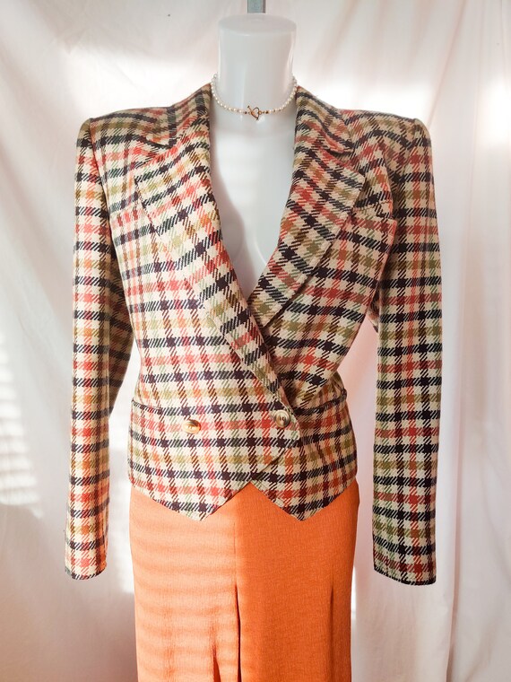 Vintage Valentino cropped check blazer