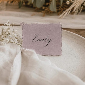 Blush Pink Handmade Deckle Edge Cards | Wedding Place Cards | Rustic Escort Cards | Blank Mini Note Cards
