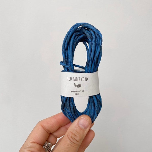 5M 10M Petrol Blue Handmade Paper Rope - eco craft raffia twine, DIY thick paper string,