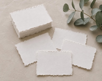 Tarjetas artesanales con bordes irregulares: tarjetas en blanco de papel de algodón reciclado, mini tarjetas de caligrafía artística, etiquetas de regalo de lujo, 65 mm x 85 mm