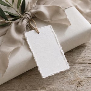 Handmade Deckle Edge Cards - blank recycled cotton paper cards, mini art calligraphy cards, luxury gift tags, 65mm x 85mm image 2