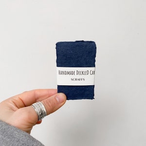 Indigo Deckle Edge Handmade Cards - rustic wedding place card, 65mm x 85mm, 300gsm handmade paper,