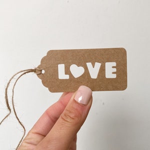 Kraft Love Heart Tags - rustikale Anhänger Hochzeit Geburtstag, Verpackungspapier Kartenetikett