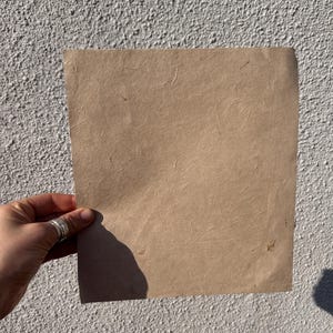 Hemp Paper with Marigold - 28cm x 25cm, recycled hemp paper, handmade deckled edge paper