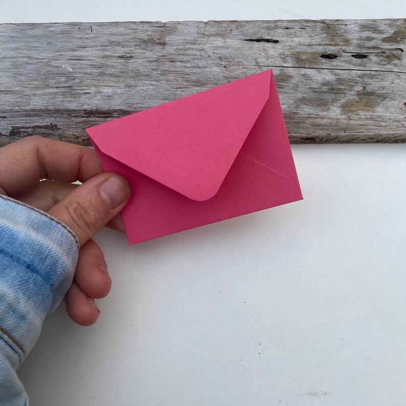 10 x Small Raspberry Red Envelopes - mini paper envelopes, 94mm