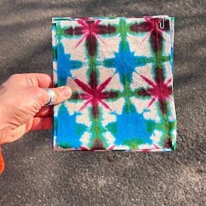 Tie Dye Lokta Paper - square colourful lokta paper, handmade natural square paper sheet, 18cm x 18cm