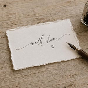 Handmade Deckle Edge Cards - blank recycled cotton paper cards, mini art calligraphy cards, luxury gift tags, 65mm x 85mm image 3
