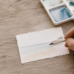 Handmade Deckle Edge Cards - blank recycled cotton paper cards, mini art calligraphy cards, luxury gift tags, 65mm x 85mm image 6