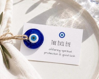 Tarjeta de recuerdo de boda con ojo turco - regalo para invitados a la fiesta, colgante con dije de ojo turco de cristal,