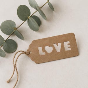 LOVE Gift Tags | Rustic Kraft Tags with Heart Cut Out | Valentine’s Gift Wrap | Wedding Favour Tags | Boho Gift Packaging