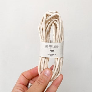 5M Cream Handmade Paper Rope - eco craft raffia twine, DIY thick paper string,
