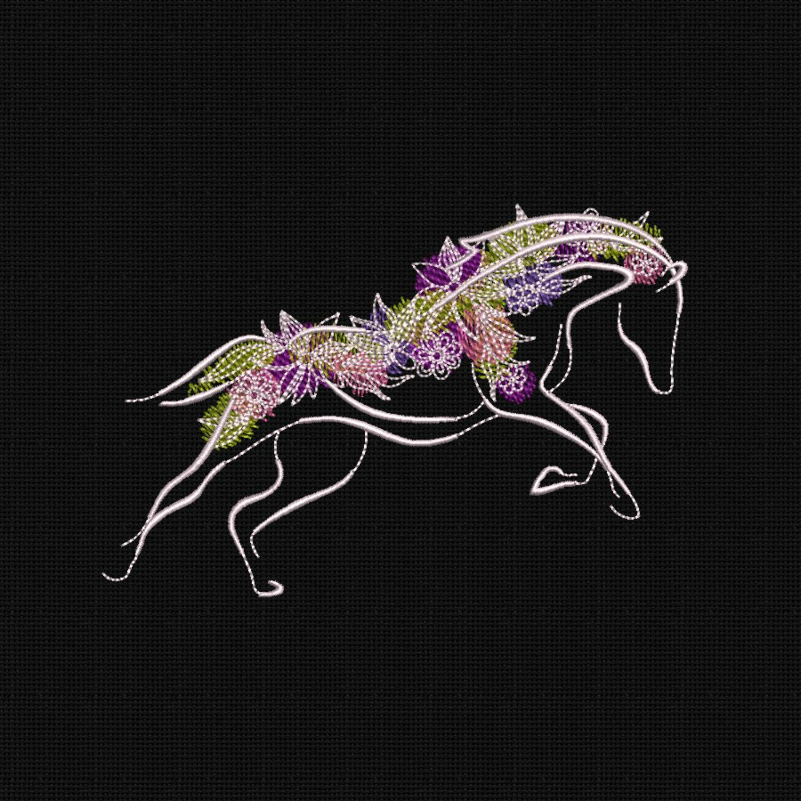 Horse Embroidery Design Flowers Embroidery Designs | Etsy