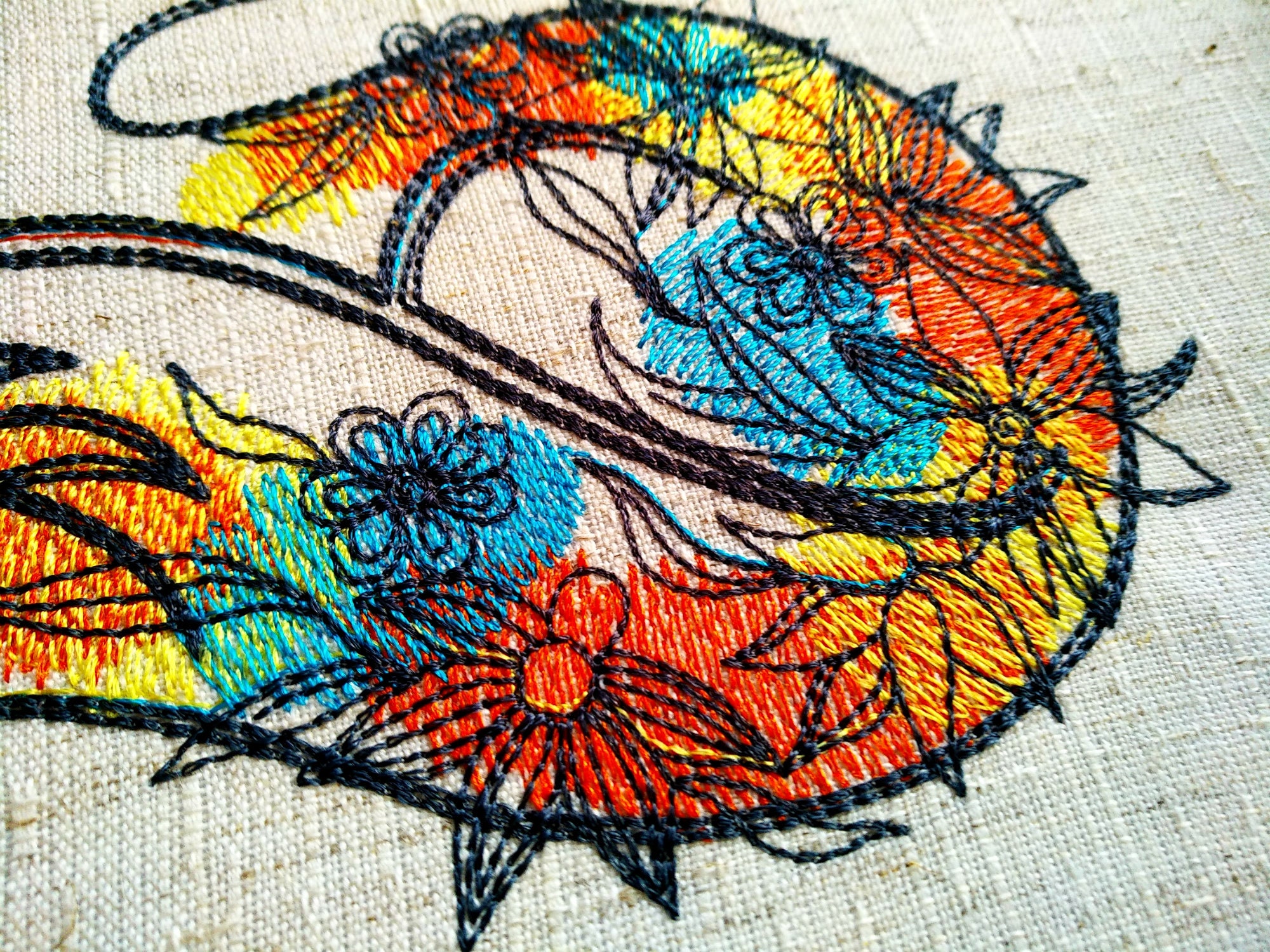 Embroidery Design Fox, Embroidery Designs Flowers - Etsy