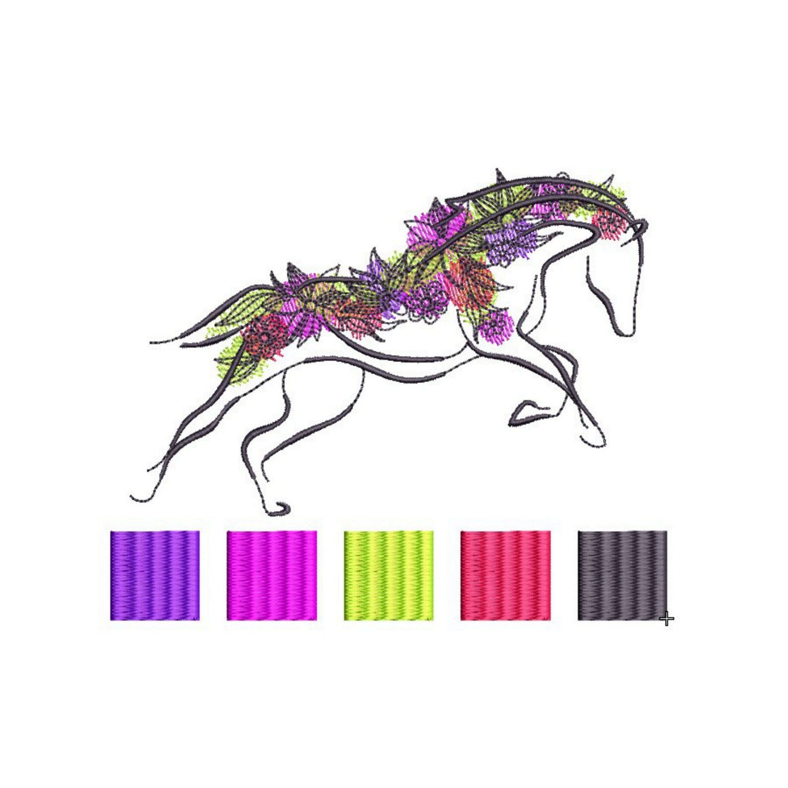 Horse Embroidery Design Flowers Embroidery Designs | Etsy