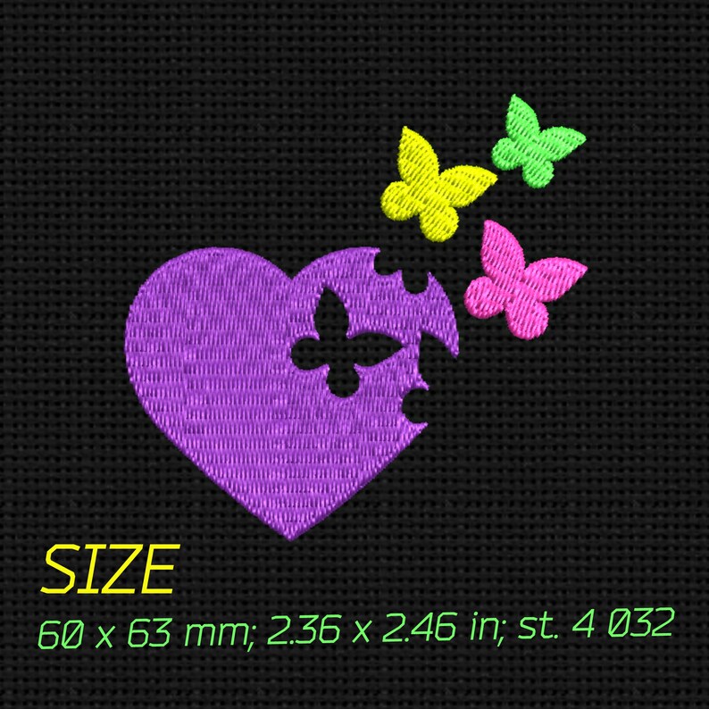 Embroidery Design Heart Embroidery Designs Butterflies | Etsy