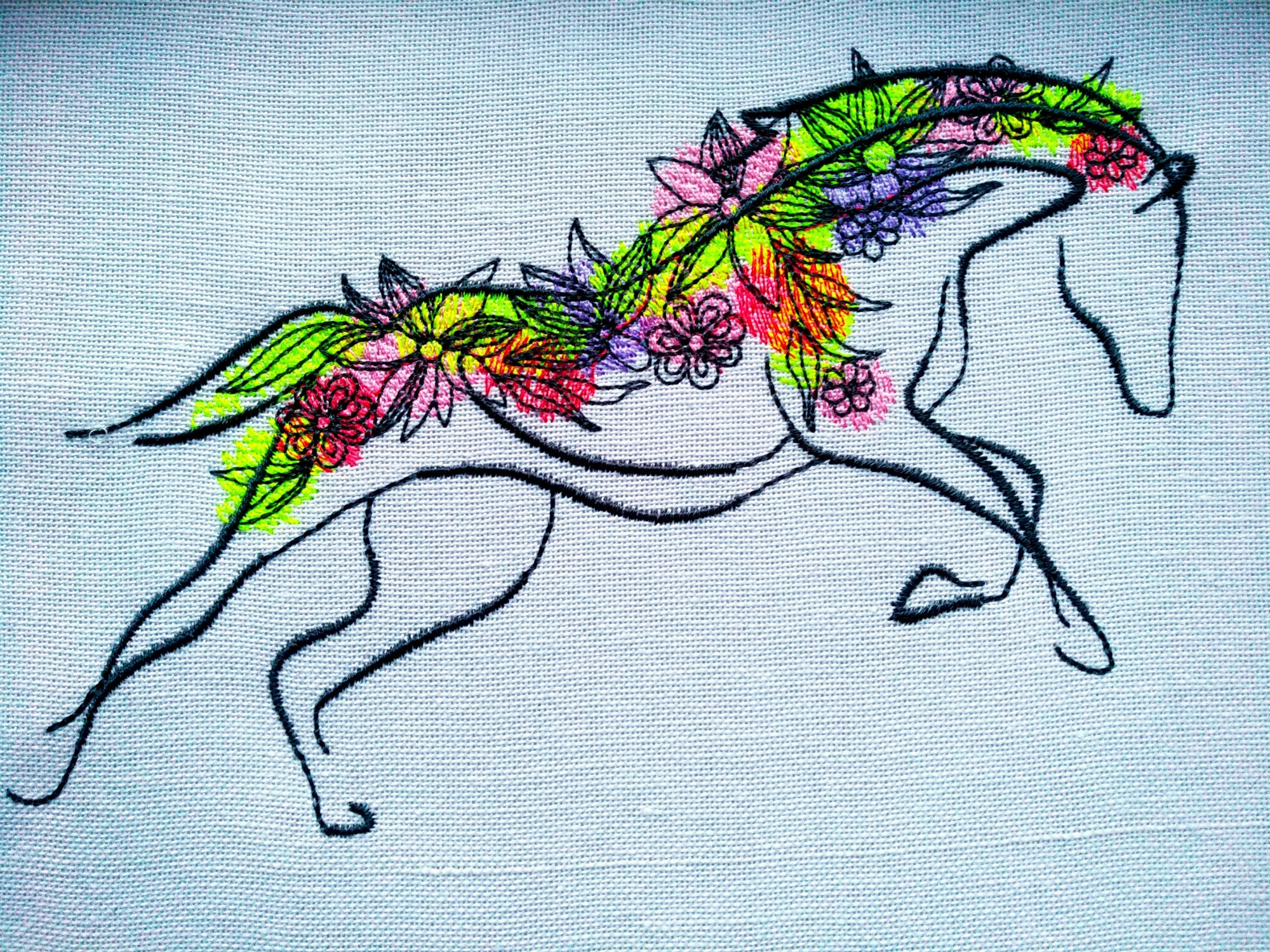 Horse Embroidery Design Flowers Embroidery Designs Etsy