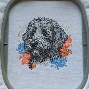 Desenho de bordado de cachorro, desenhos de bordado de Goldendoodle