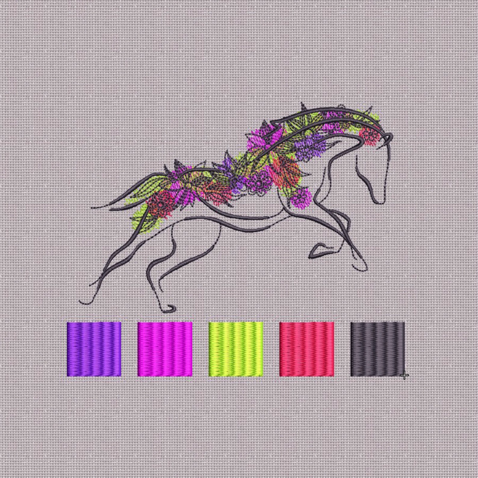 Horse embroidery design flowers embroidery designs  etsy Horse embroidery design flowers embroidery designs  etsy