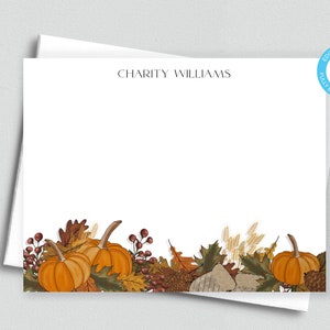 Autumn Pumpkins Personalized Printable Editable Flat Single Sided Note Card/5.5x4.25 Templett/Editable Fall Blank Card/Printable Envelope
