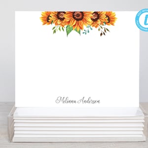 Carte de correspondance simple face plate et modifiable personnalisée Tournesols/templett 5,5 x 4,25/enveloppe imprimable/carte tournesol modifiable