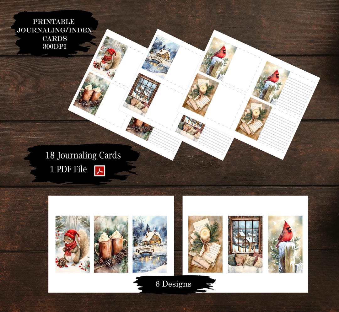 3.5x5 Cozy Winter Printable Journaling Cards/printable Index Note Cards ...