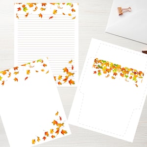 Fall Time Leaves Briefpapier Set 8.5x11 1567/Instant Download/Druckbares Briefpapier/Druckbares Briefpapier/Briefpapier Set