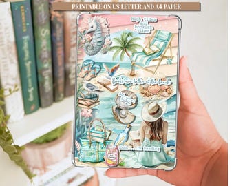 Beach Day Printable Kindle Insert US Letter & A4/Beach Kindle Insert/Beach Vacation Clear Case Kindle Insert/Digital Kindle Insert/INSERT9