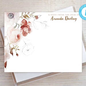 Personalized Printable Editable Flat Single Sided Note Card 28/5.5x4.25 Templett/Printable Envelope/Editable Note Card