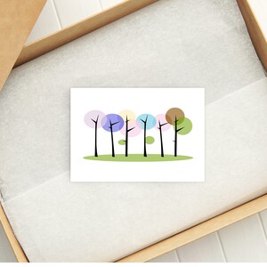 Alberi colorati biglietto di auguri piatto stampabile e biglietto da tenda 1278/Download immediato/Busta stampabile/Biglietto di auguri stampabile/Biglietto di auguri a tenda stampabile