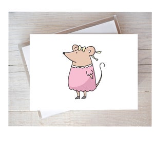 3.5x5.5 Printable Portrait Tent Note Card & Landscape Tent Card Lady Mouse 1416/Imprimable Envelope/Small Blank Note Card/Printable Card