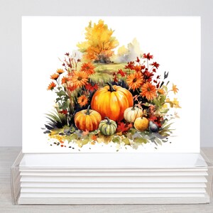5x7 Kürbis Garten druckbare flache Grußkarten mit Umschlag 1591/Sofort Download/Herbst Note Karte/druckbare Grußkarte/Briefpapier Set