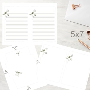 5x7 Green Botanicals carta da lettere stampabile e set di cancelleria per buste 1544/Download immediato/Carta da lettere stampabile/Carta da lettere stampabile