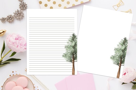 printable stationery single tree 8 5x11 992 digital etsy