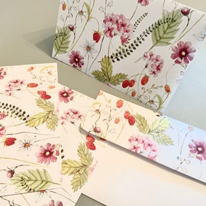 Carte de correspondance plate imprimable fleurs printanières 5 x 7 et carte tente avec enveloppe 1315/téléchargement instantané/carte florale/carte de voeux imprimable