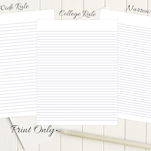 Afdrukbaar College Rule briefpapier 8,5 x 11 1239/breedregel afdrukbaar papier/smalle regel/direct downloaden/schrijfpapier/afdrukbaar notitiepapier