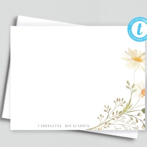 Daisy Personalized Printable Editable Flat Single Sided Note Card 1294/5.5x4.25 Templett/Printable Envelope/Editable Note Card