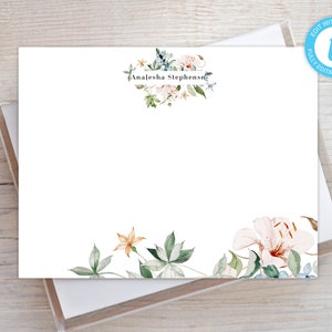 Personalized Printable Editable Flat Single Sided Note Card 31/5.5x4.25 Templett/Printable Envelope/Editable Note Card