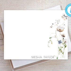 Personalized Printable Editable Flat Single Sided Note Card/Printable Envelope/5.5x4.25 Templett/Editable Custom Card/Editable Note Card/V