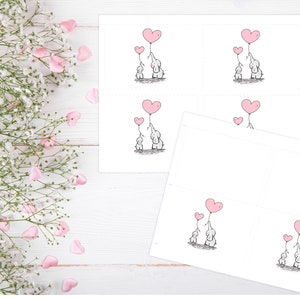Baby Shower Elephants biglietto di auguri piatto stampabile con busta 1269/Download immediato/Biglietto di auguri fai da te stampabile/Biglietto baby shower stampabile