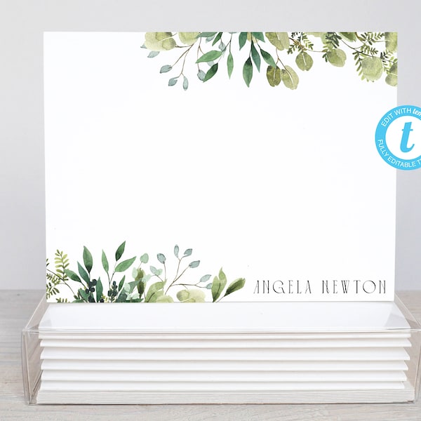 Personalized Printable Editable Flat Single Sided Note Card/5.5x4.25 Templett/Printable Envelope/Editable Note Card/O