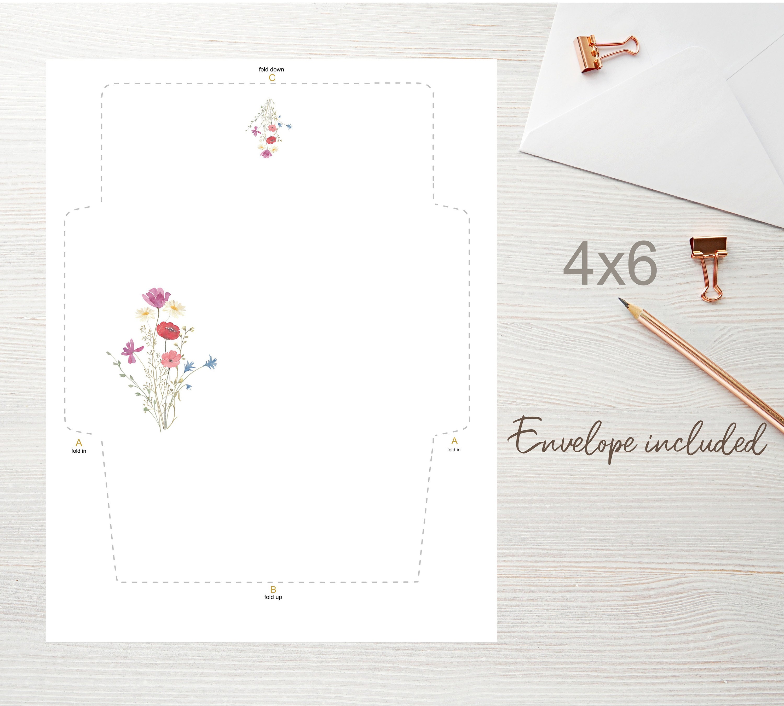 4x6 Printable Flat Note Cards & Portrait Card 1378/instant  Download/thinking of You Card/printable Envelope/editable Greeting Card 