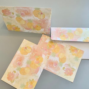 5x7 Süße Ananas Druckbare Flache Notizkarte & Zeltkarte mit Umschlag 1586/Sofort Download/Florale Notizkarte/druckbare Grußkarte