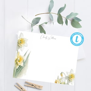 Buttercups Personalized Printable Editable Flat Single Sided Note Card with Envelope/5.5x4.25 Templett/Printable Card/Editable Note Card