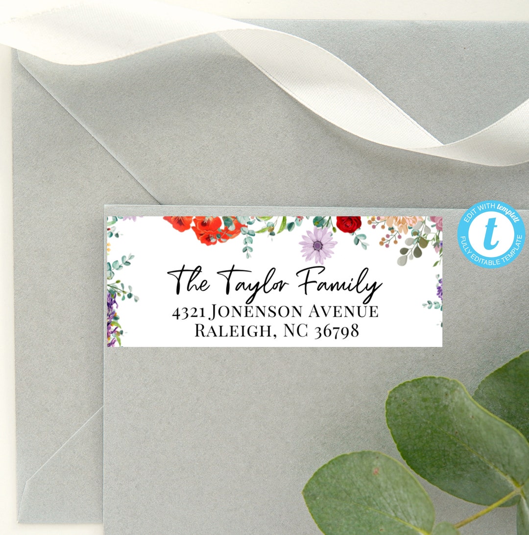 Printable Floral Address Labels/1x2.58 Templett/editable Etsy Printable Floral Address Labels/1x2.58 Templett/editable Etsy