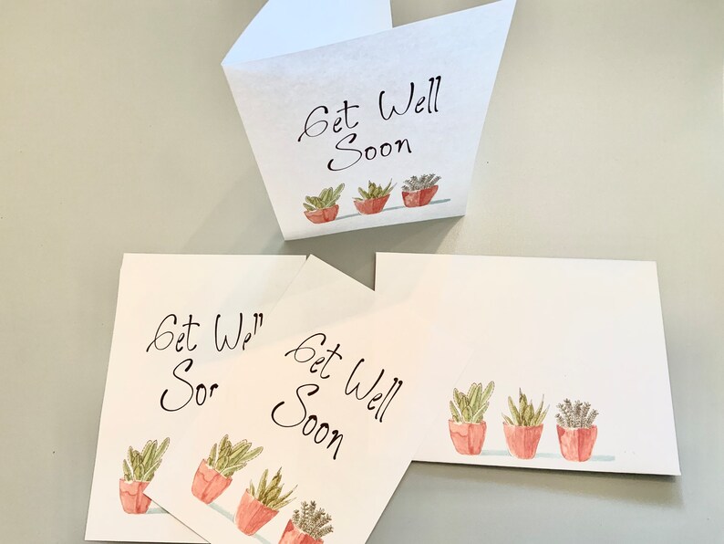 5x7 Cactus Get Well Printable Flat Note Portrait Card 1527/printable ...